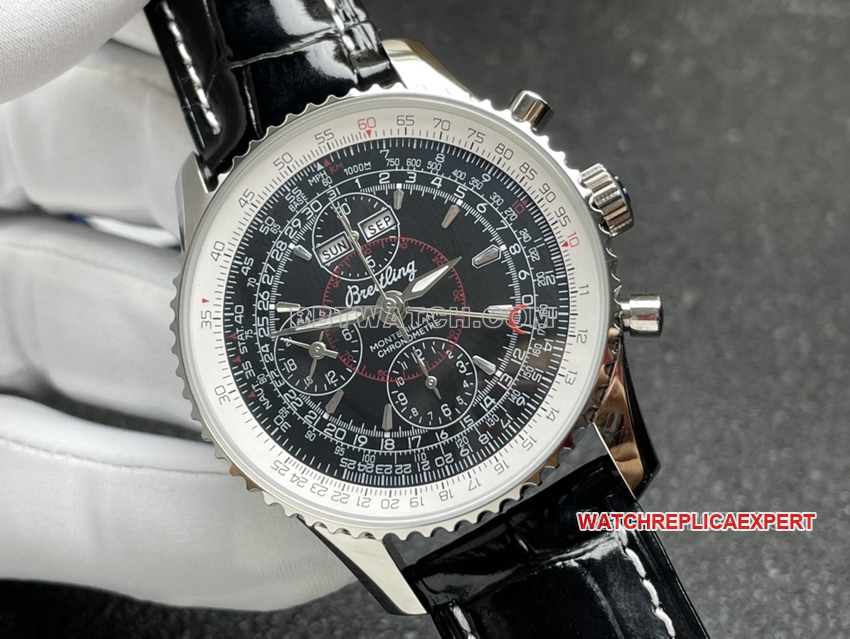 BLS factory Breitling aviation chronograph super A super clone black disk perpetual calendar strap models front real picture
