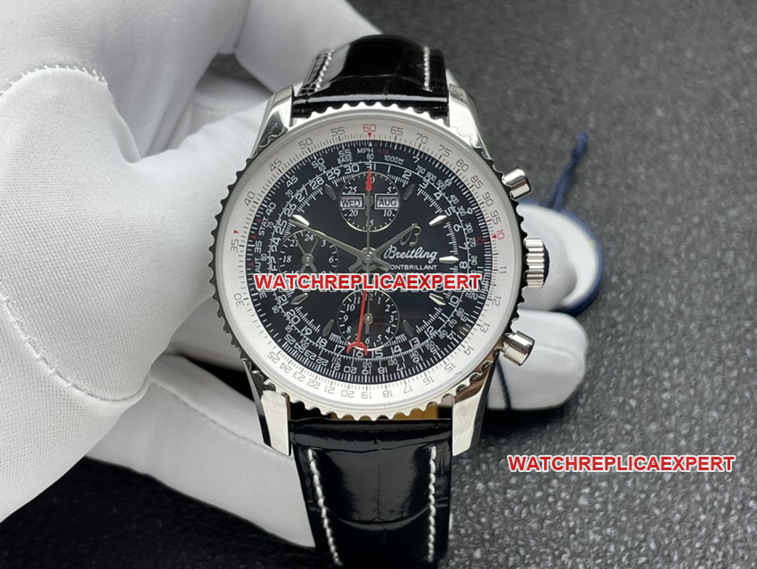 BLS Breitling Navitimer 1:1 Top Replica Perpetual Calendar Black Dial Aviation Chronograph Video Review