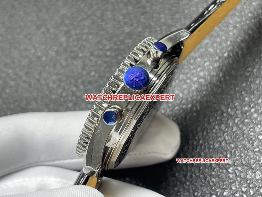 BLS factory Breitling aviation chronographtop-tier 1:1super cloneblack dial perpetual calendar leather strap model side live photo