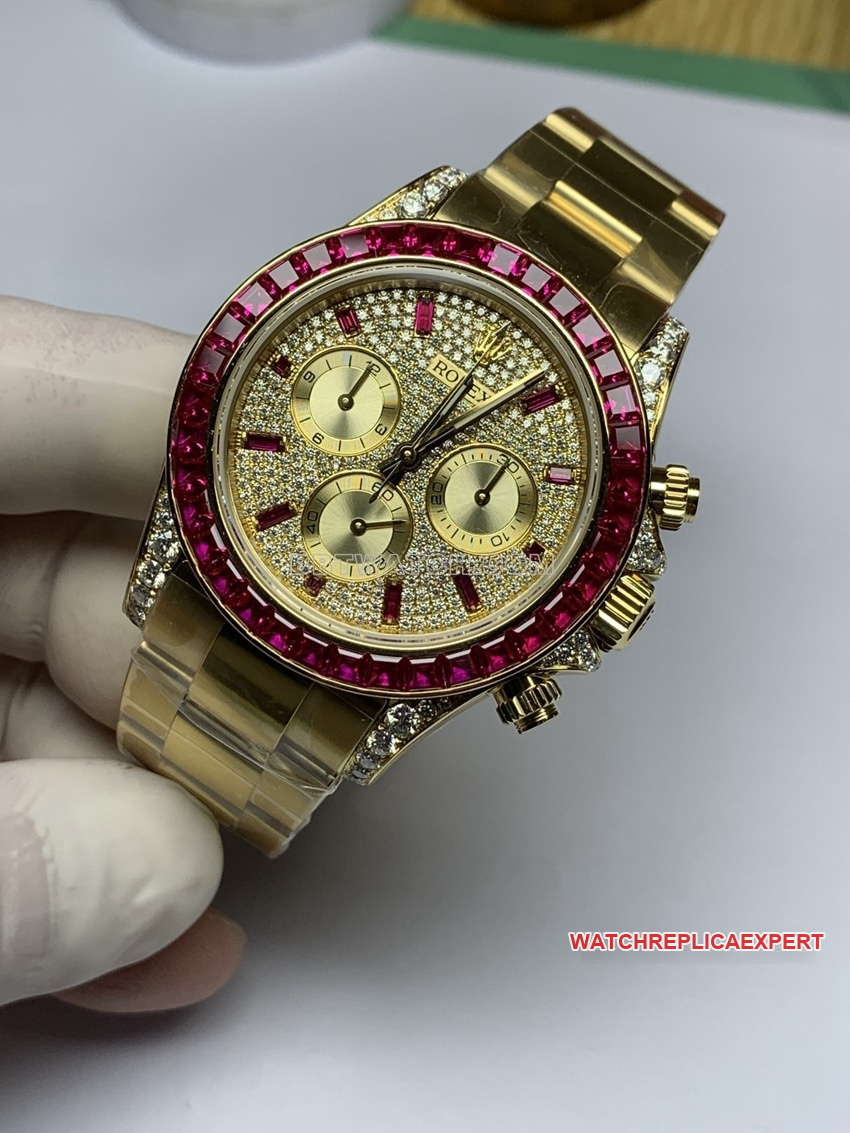 RolexDaytonatop-tier Collectdiamond bezelellow goldsteel bracelet front live photo