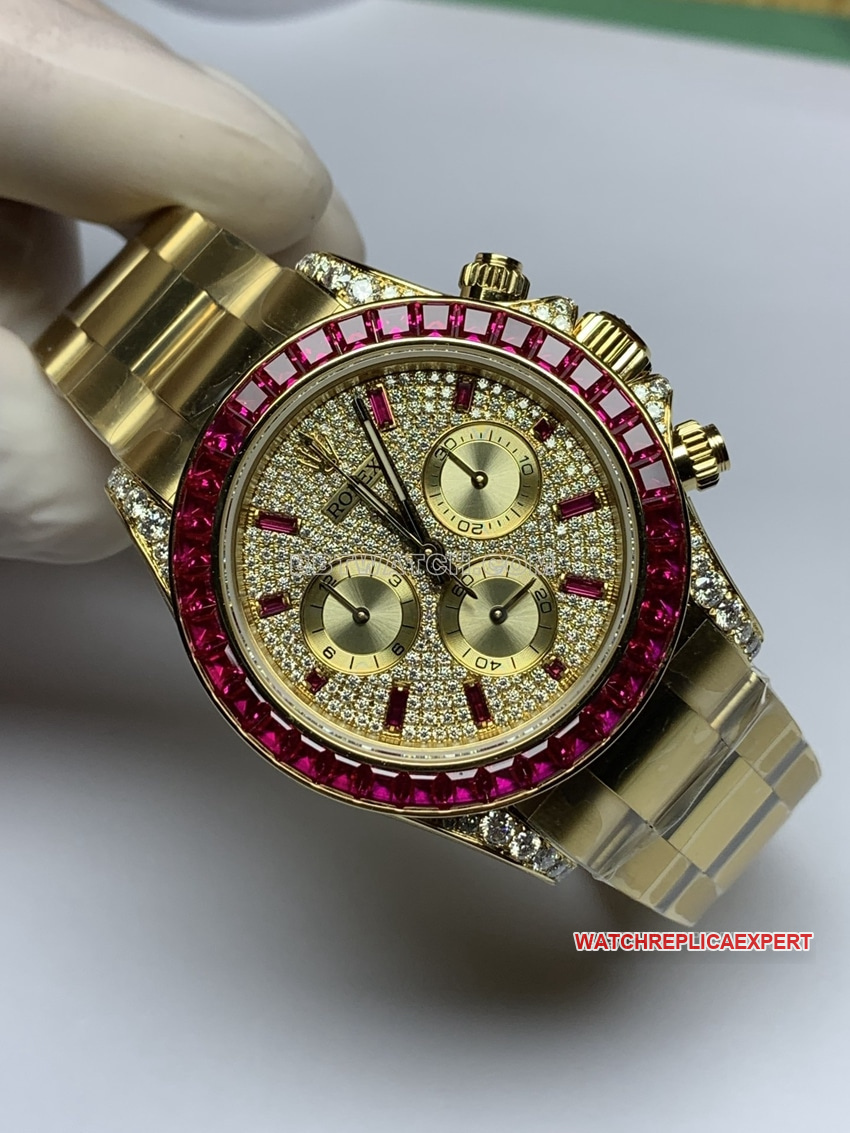 RolexDaytonatop-tier Collectdiamond bezelellow goldsteel bracelet front live photo