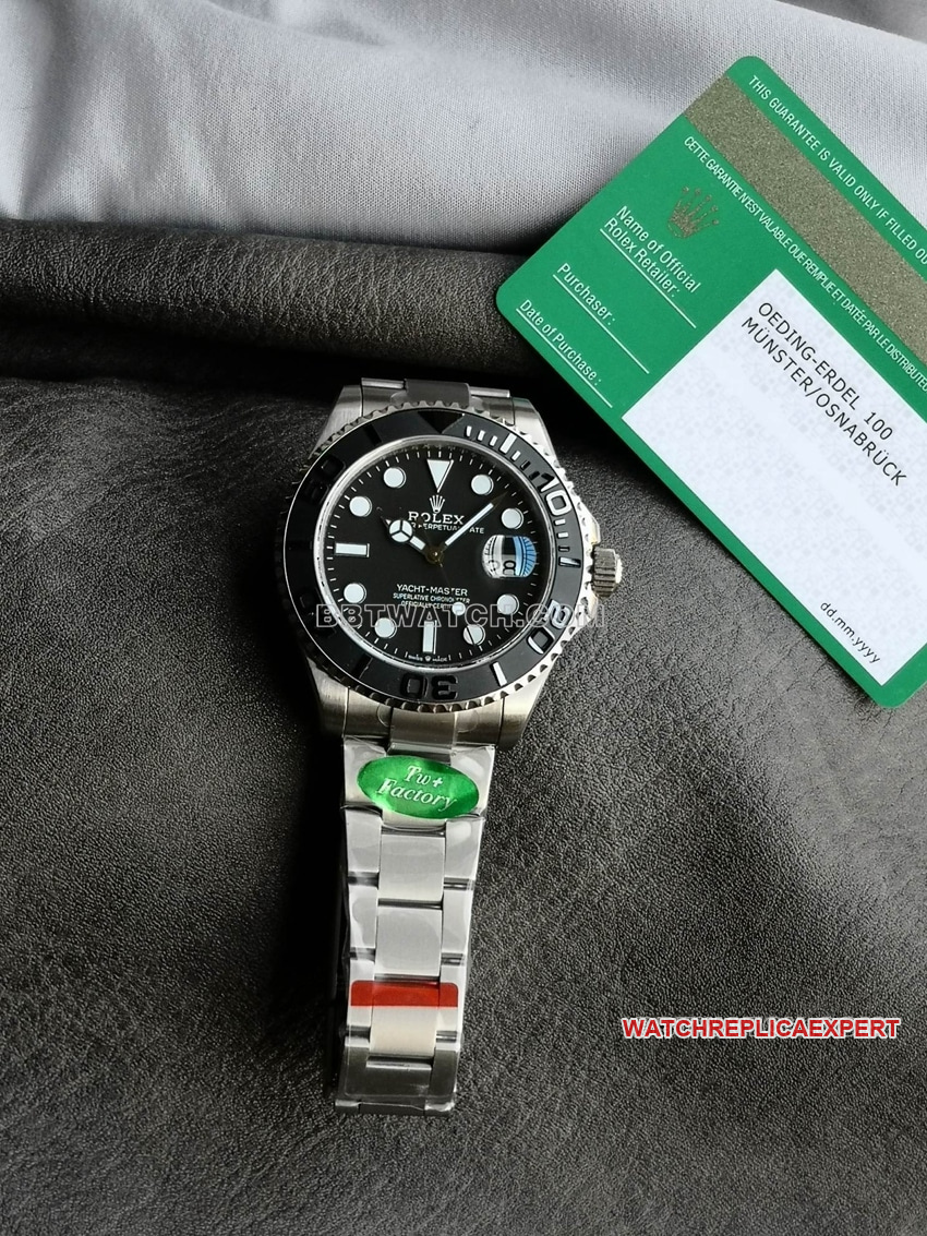 TW+ Factory Rolex Yacht-Master 42mm 1:1 Super A Super Clone Black Dial Mechanical Steel Strap