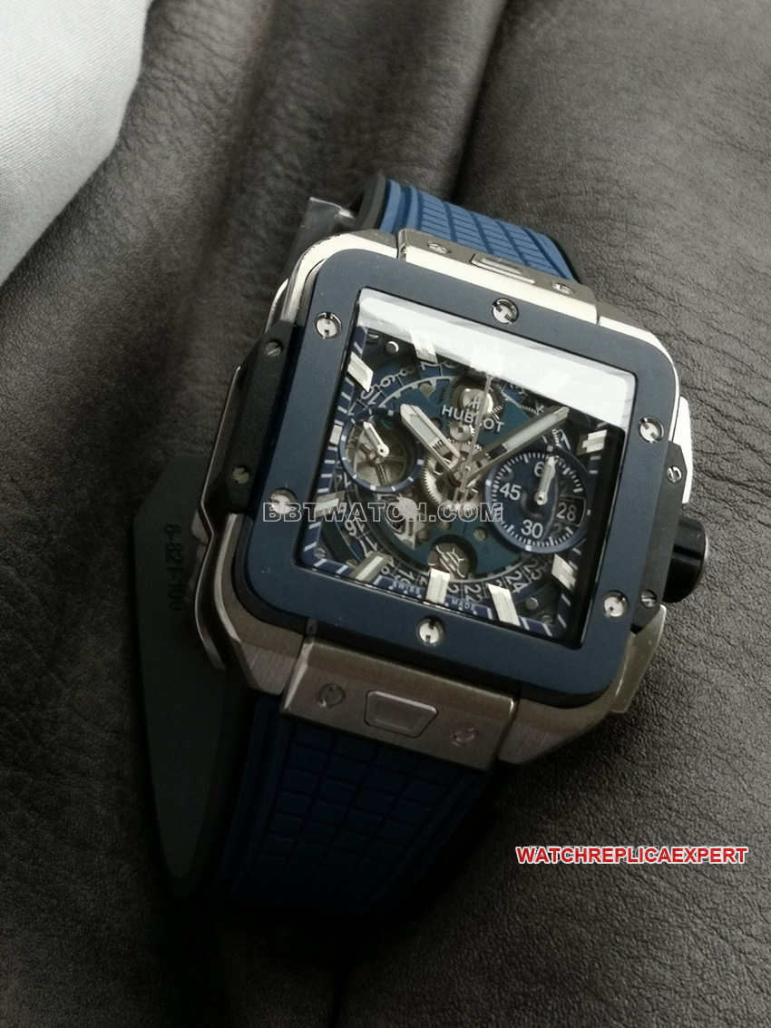 BBF factory Hublot table super clone hollow plate blue ceramic bezel821.NL.5170.RXfront live photo