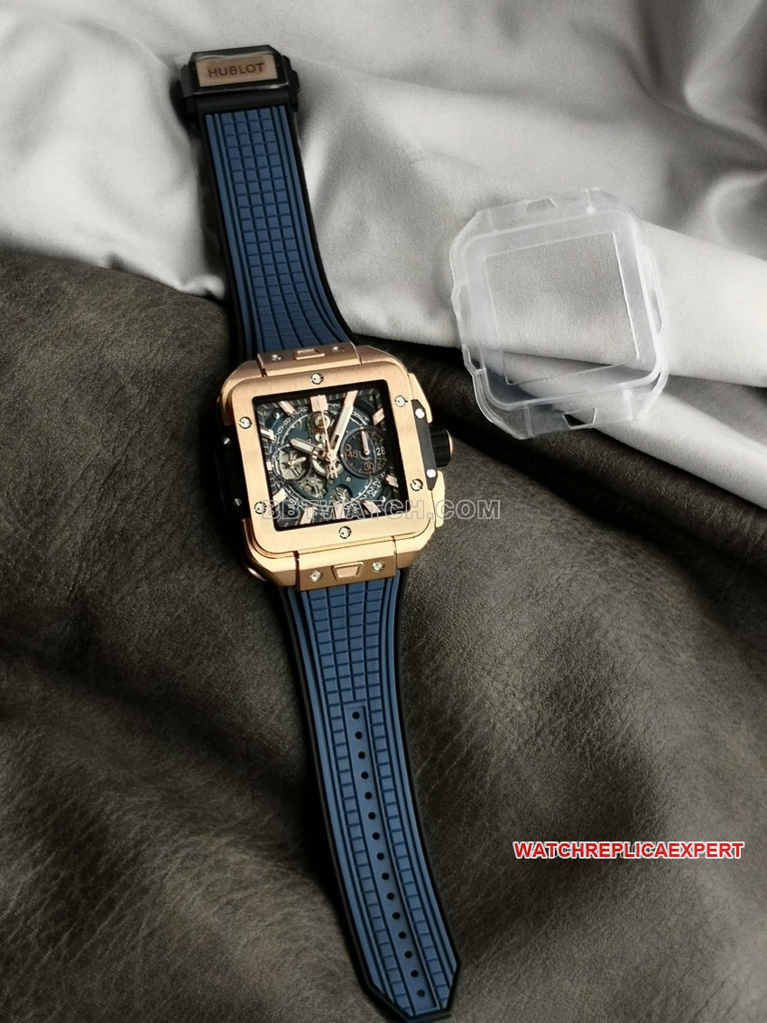 Hublot BBF Factory 1:1 Top-Quality Replica SQUARE BANG UNICO Skeleton Dial Gold Mechanical Watch 821.OX.5180.RX