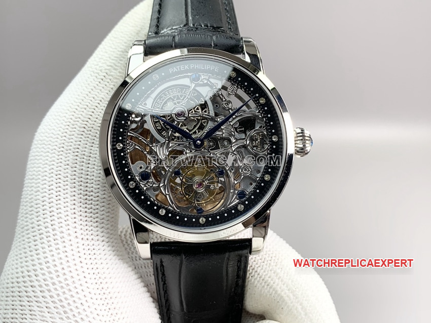PPL Patek Philippe Top 1:1 Super Clone automatique véritable volant squelette Tourbillon bracelet mécanique modèles de montre