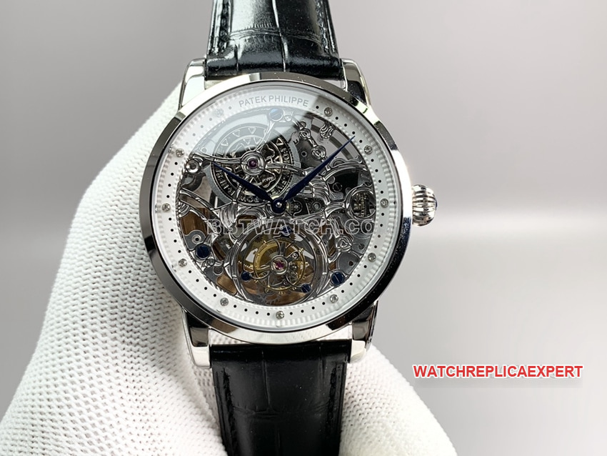 Patek Philippe PPL Top Replica Automatic True Tourbillon Skeleton Dial Mechanical Leather Strap Watch