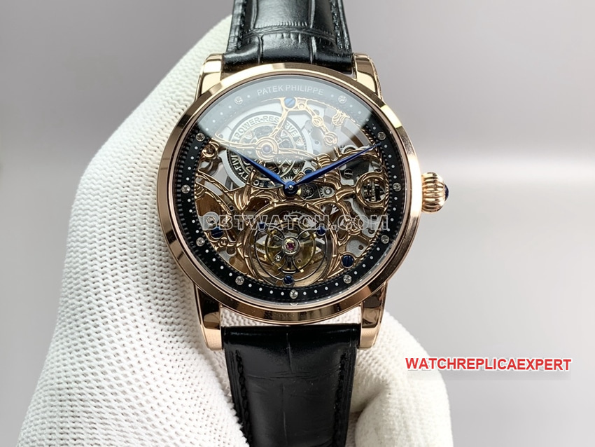Patek Philippe Patek Philippe Patek Philippe 1:1 Super A Fine Imitation Rose Gold Skeleton Dial Tourbillon Mechanical Strap Models