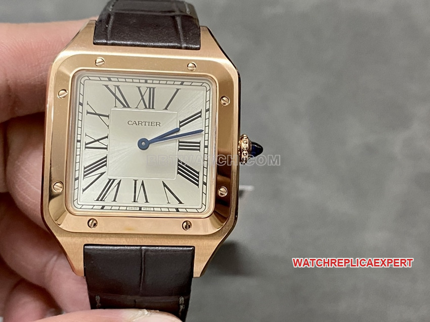 F1 factory Cartier Santos Super A super clone WGSA0032 Grey Dial Rose Gold Large Quartz Watch