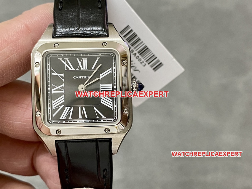 Cartier F1 Factory Cartier Santos Top Replica Black Plate Small Quartz Watch 1:1 Super Clone