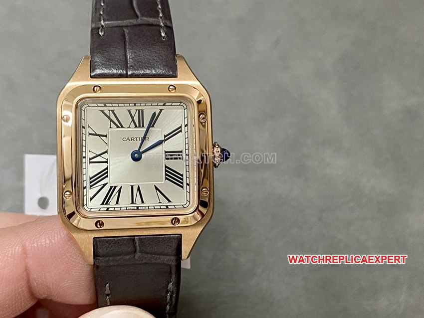 F1 Factory Cartier WGSA0022 Santos 1:1 Super Clone Small 27.5mm Silver Plate Rose Gold Quartz Watch