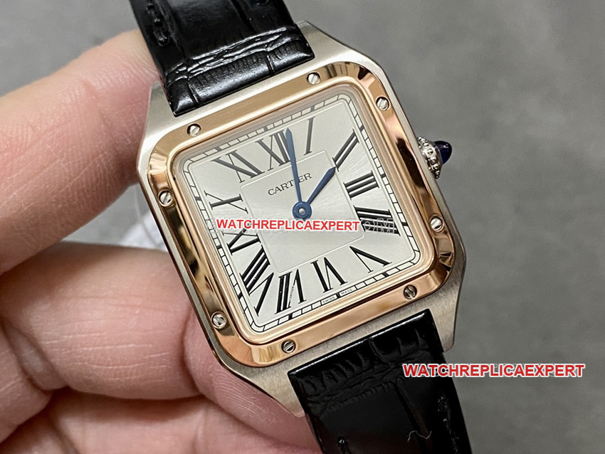 F1 factory Cartier Santos 1:1super clonesilver dialrose gold circle trumpet W2SA0012front live photo