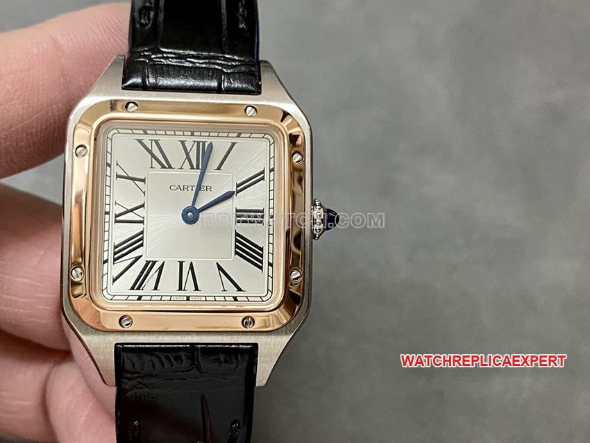 F1 factory Cartier Santos One-to-One Super A imitation silver plate rose gold ring small quartz watch W2SA0012