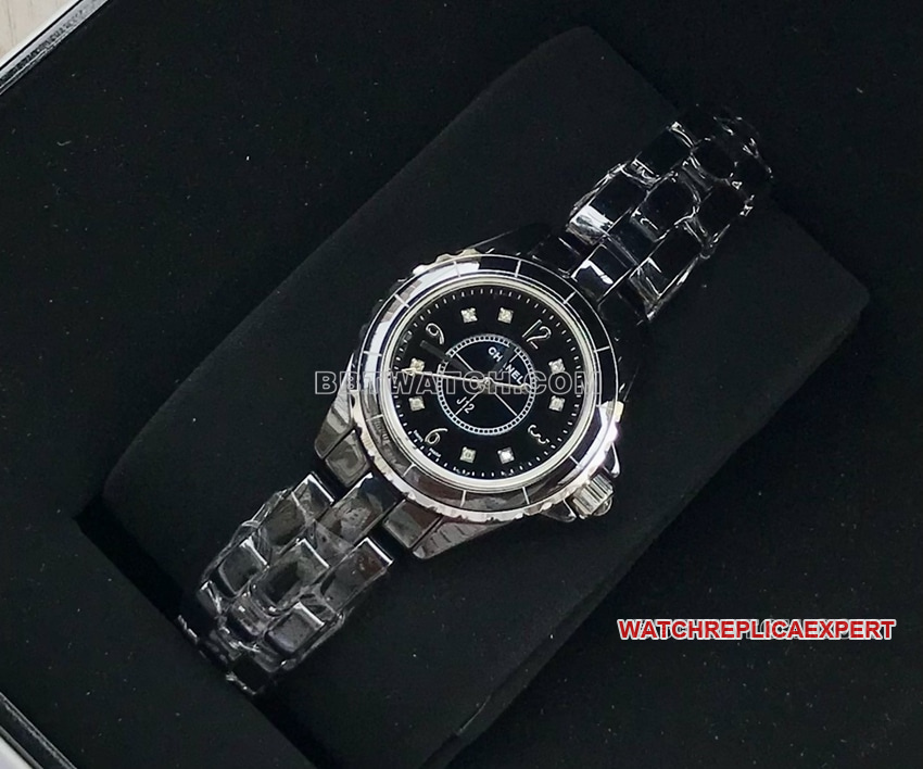 Chanel 29mm J12 top 1:1 reloj de cuarzo de imitación de disco negro H2569