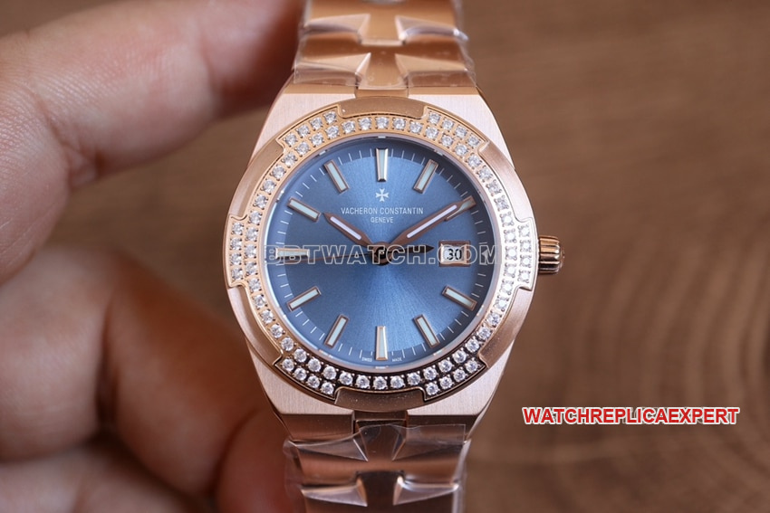 Vacheron Constantin CC Factory Vertical and Horizontal Top 1:1 Super Clone Blue Dial 18k Pink Gold Quartz Watch 1225V
