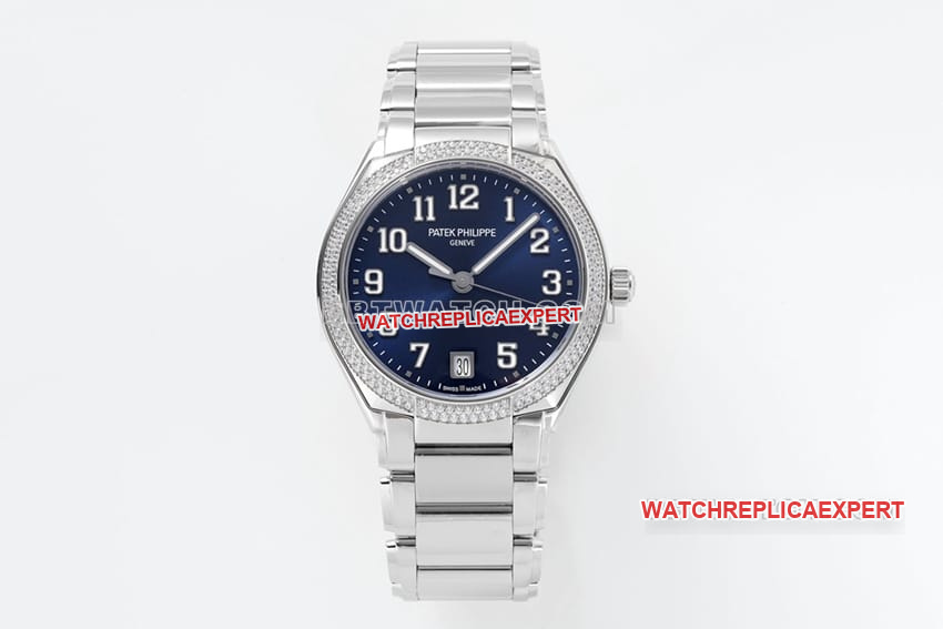 Montre automatique PPF Patek Philippe Twenty~4 7300/1200A-001 à cadran bleu avec diamants naturels éblouissants