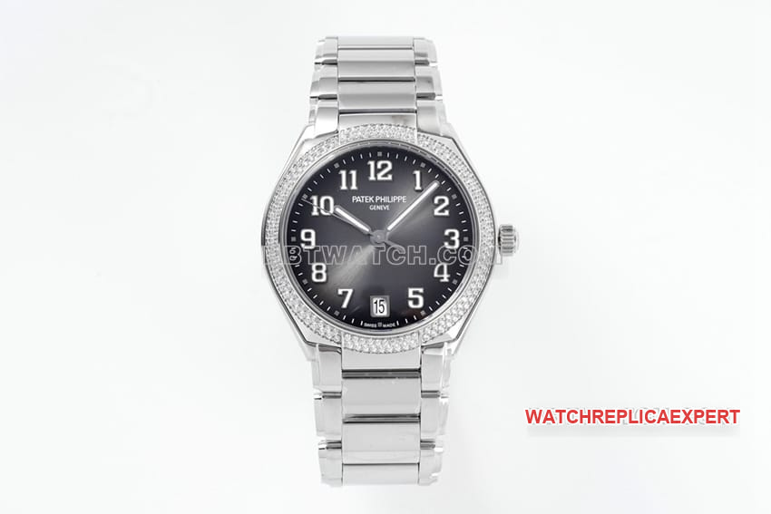 PPF Patek Philippe Twenty~4 7300/1200A-010 Montre mécanique à cadran noir avec élégance étincelante 24 heures