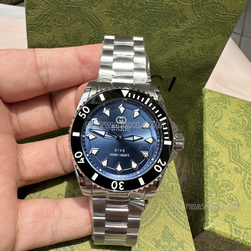 Gucci one-to-one super clone 2024 new blue dial, anti-glare sapphire crystal mechanical steel bracelet YA136362