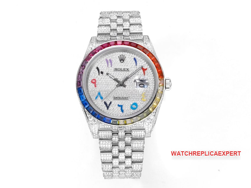 MS Factory Rolex Datejust 1:1 Super A Replica 2024 New Full Diamond Dial with Middle Eastern Digital Hour Markers Mechanical Watch