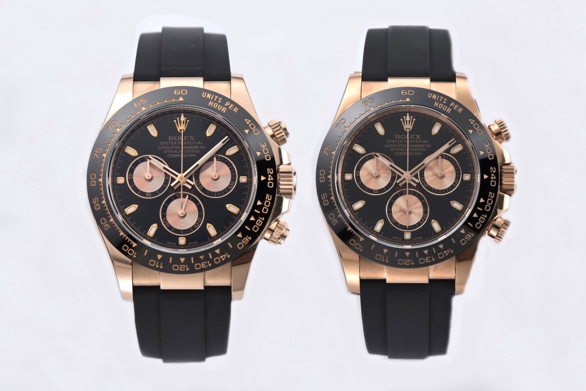 Rose Gold Daytona 116515 Rubber Strap Fake vs Real: Clean Factory Review with Enamel Black Dial