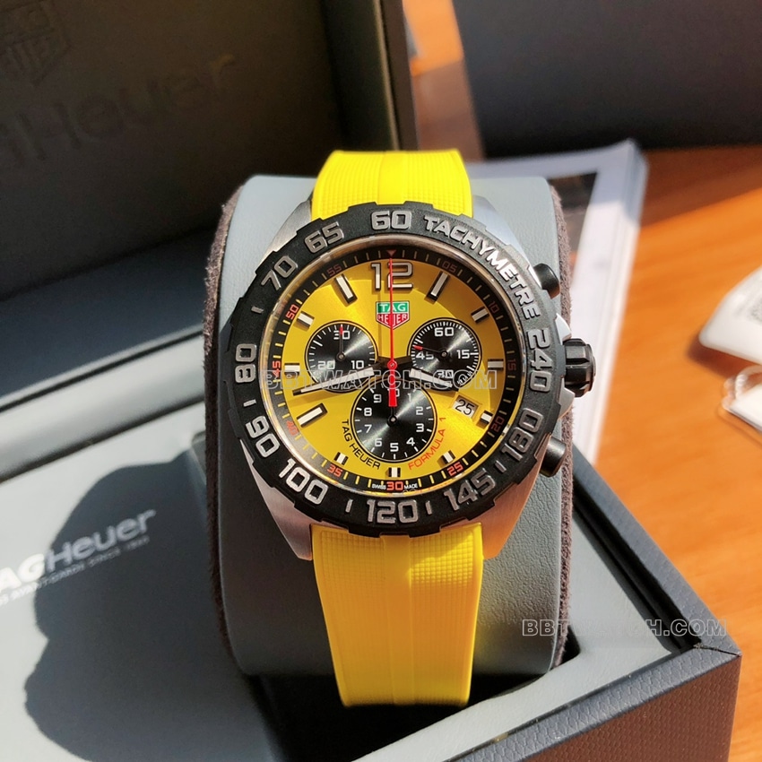 TAG Heuer F1 Top Original Factory CollectYellow Dial Mechanical Chronograph Watch CAZ101AM FT8054