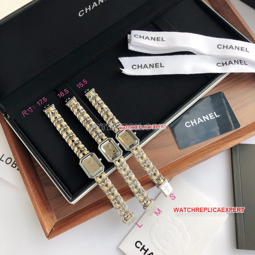 Chanel top Original Factory super clone gray dial quartz gold ribbon through chain steel bracelet H5584