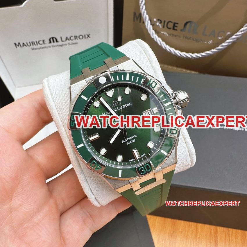 Maurice Lacroix AIKON AI6057 Reloj mecánico súper clonado resistente al agua con esfera verde de 43 mm y 300 metros
