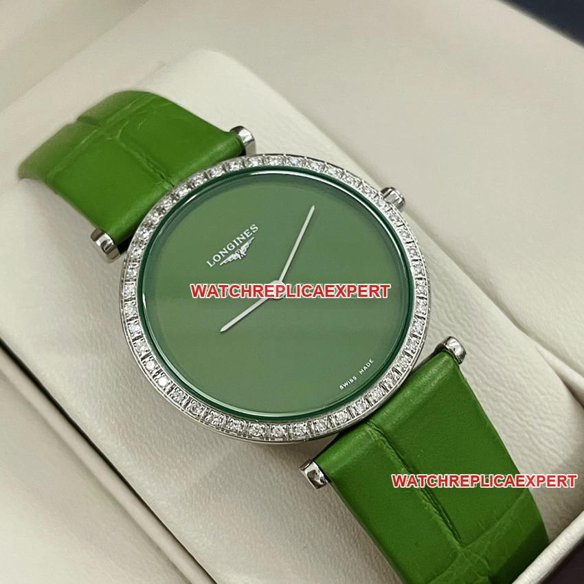 Longines Elegant One-to-One Super A Fine Imitation Green Dial Diamond Bezel Mechanical Strap Model L4.523.0.60.2