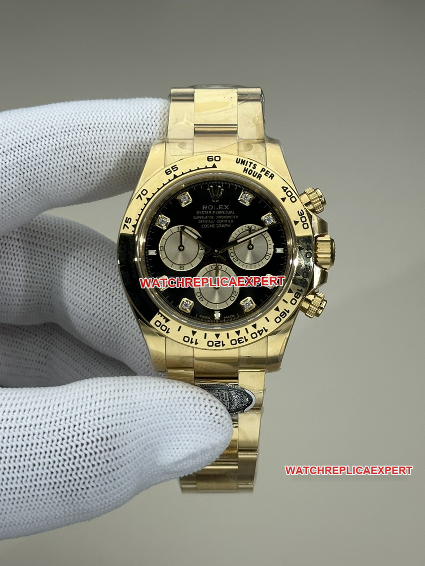 Rolex Daytona 126508 Clean Factory Top 1:1 Super Clone Esfera negra Oro amarillo de 18 quilates Movimiento 4131