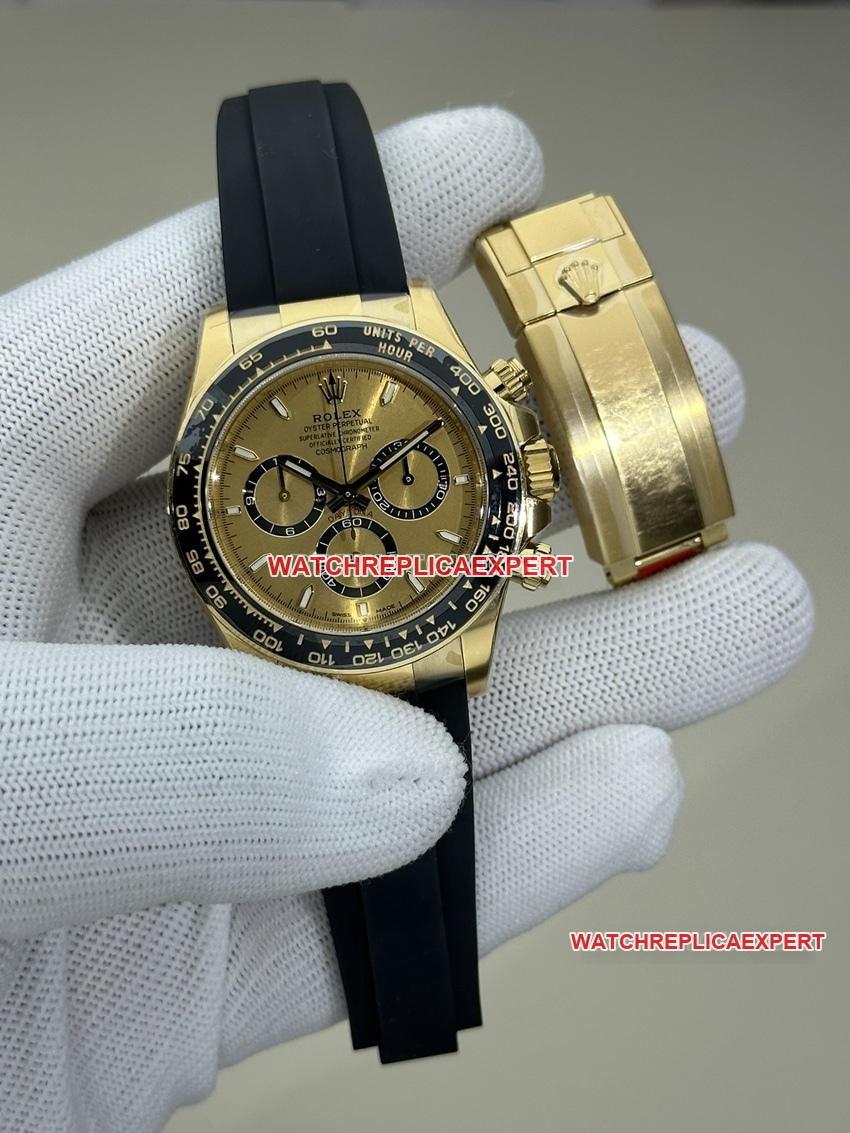 Sauberes Rolex Daytona 126518 Original Factory Super A Super Clone 18K Gelbgold mechanisches Gummimodell