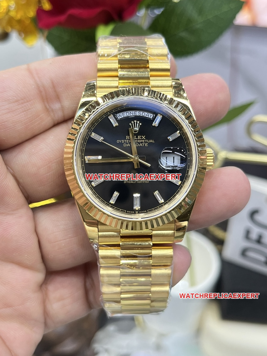 Rolex M228238-0004 GM Factory Rolex Rolex Day-Date 1:1 Top-Quality Replica Black Dial Mechanical Watch M228238-0004 Transparent Glass, 2836 Movement