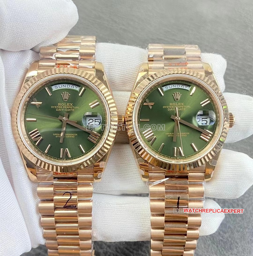 Rolex GM factory Rolex Day-Date 1:1 Super A Super Clone Olive Green Dial Rose Gold Mechanical Watch m228235-0025