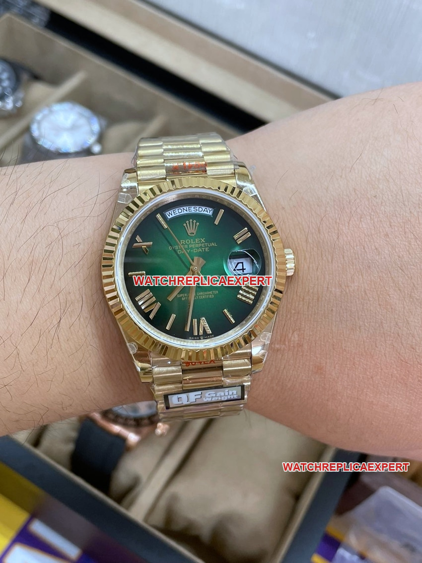 Rolex QF Factory Day-Date Original Factory Hochwertige Replika Smoky Green 40 mm mechanische Uhr m228238-0069
