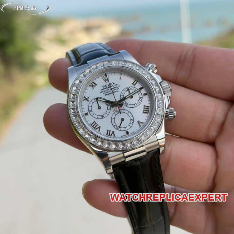 Rolex Daytona 1:1 Super A Fine Imitation White Dial Diamond Bezel Mechanical Watch 116519 PPM Factory