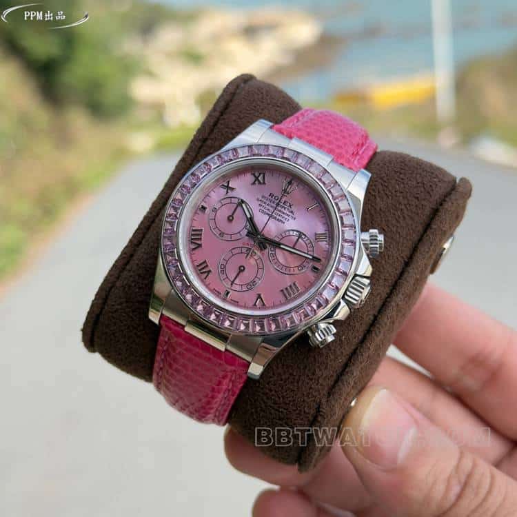 Rolex Daytona Series PPM Daytona Super A Super Clone Pink Dial Diamond Ring Mechanical Watch 116519