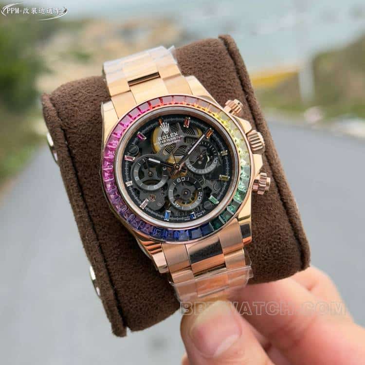 Rolex PPM Factory Daytona Top-Quality 1:1 Replica Rainbow Diamond Bezel Mechanical Watch 116595