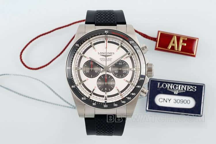 AF Longines Conquest One-One Top Replica Cadran Gris Argenté Modèle Caoutchouc Mécanique L3.835.4.72.6