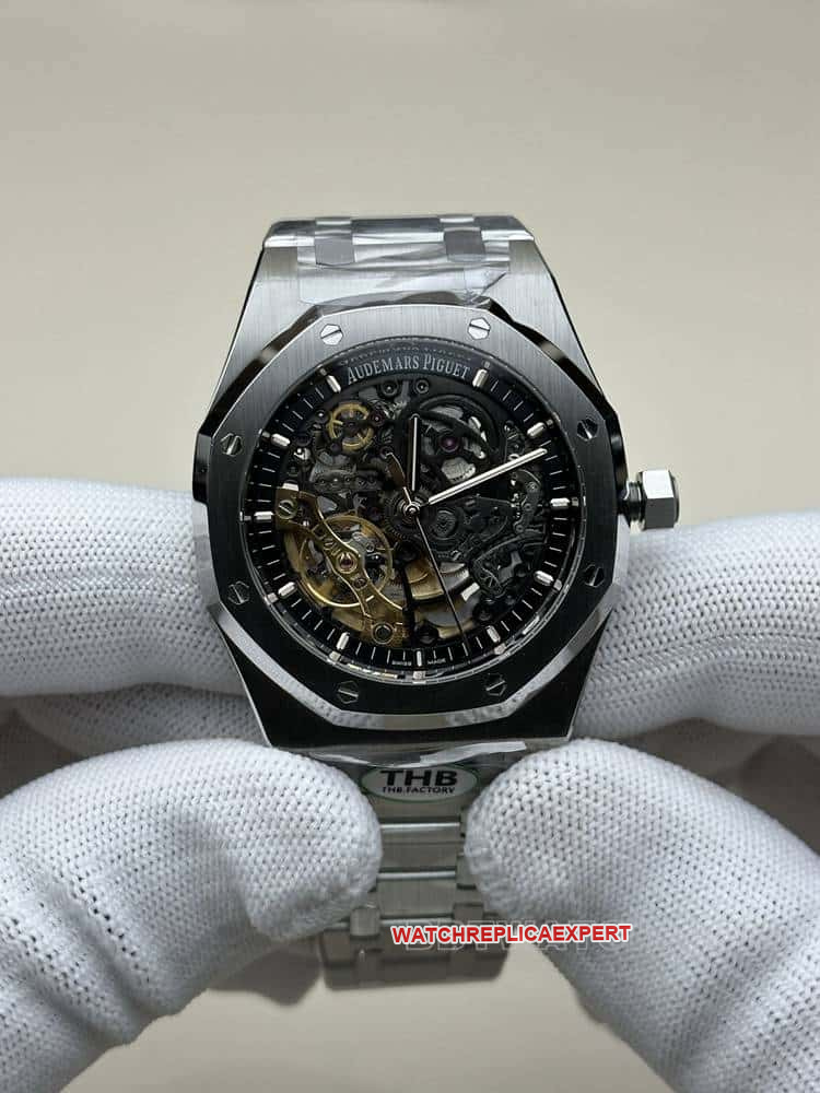 Audemars Piguet Royal Oak 15407 THB Factory Dark Gray Skeleton Dial Mechanical Steel Strap Collect