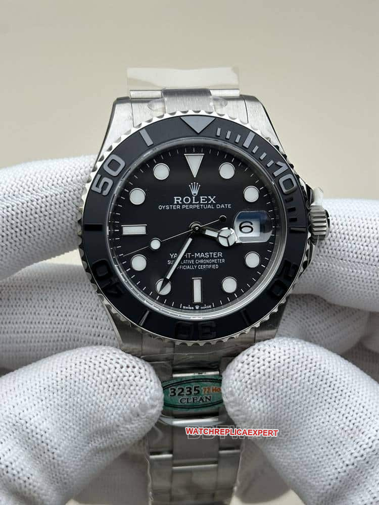 Limpio Rolex Yacht-Master Super A Super Clone Reloj mecánico de titanio con esfera negra 226627