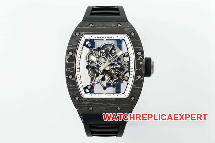 APS RM055 Richard Mille 1:1 Réplique Haut de Gamme Boîtier Carbone Caoutchouc Noir Modèle Mécanique