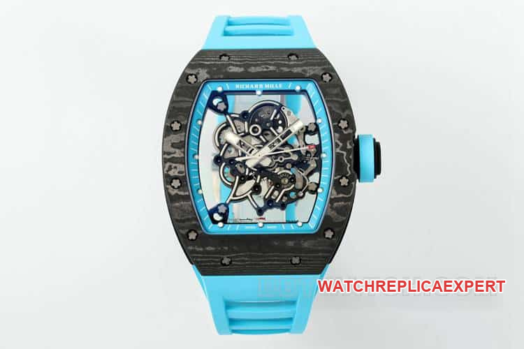 Richard Mille RM055 APS Top Replica Carbon Fiber Case Mechanical Blue Rubber Model