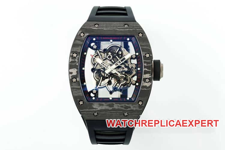 RM055 Richard Mille APS 1:1 super A super clone boîtier en fibre de carbone modèle en caoutchouc noir