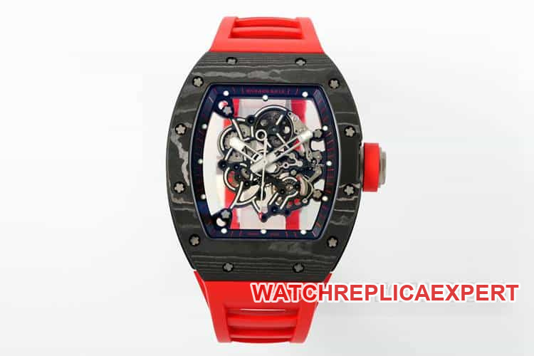 APS RM055 Richard Mille Super A Super Clone Carbon Fiber Case Mechanical Red Rubber Model