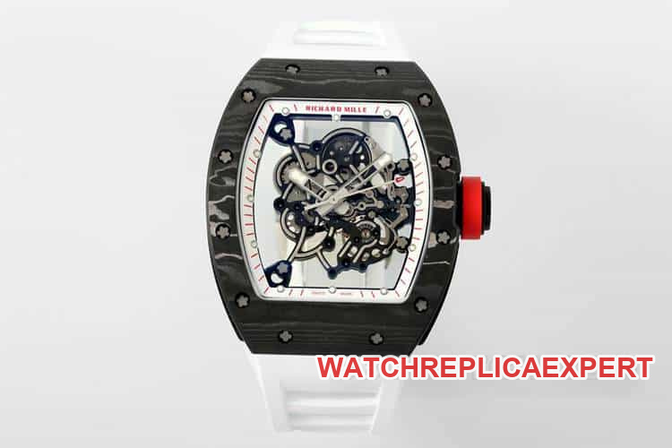 APS RM055 Richard Mille Top 1:1 Carbon Fiber Case Mechanical White Rubber Model