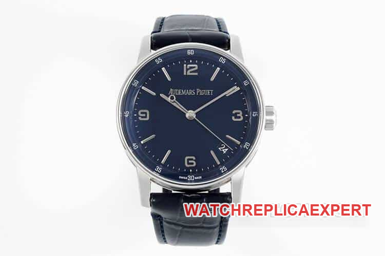 Audemars Piguet APS CODE 11.59 Blue Dial Mechanical Top Replica Leather Strap Model 15210