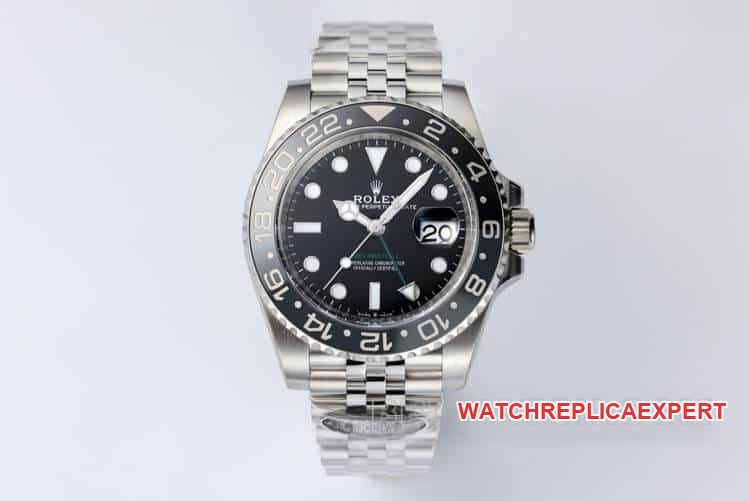Rolex Clean GMT 126710 Cadran Noir Lunette Noire et Grise Mécanique Bracelet Acier Top 1:1 Super Clone