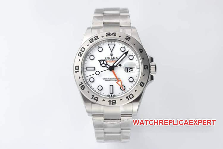 Rolex Clean Explorer 226570 Top Réplique Cadran Blanc Bracelet En Acier Mécanique 42mm GMT Montre