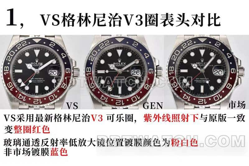 VS Rolex GMT-Master II 126710 Pepsi-Lünette: Durchbruch in Textur und Design im Vergleich zwischen Original und Replik
