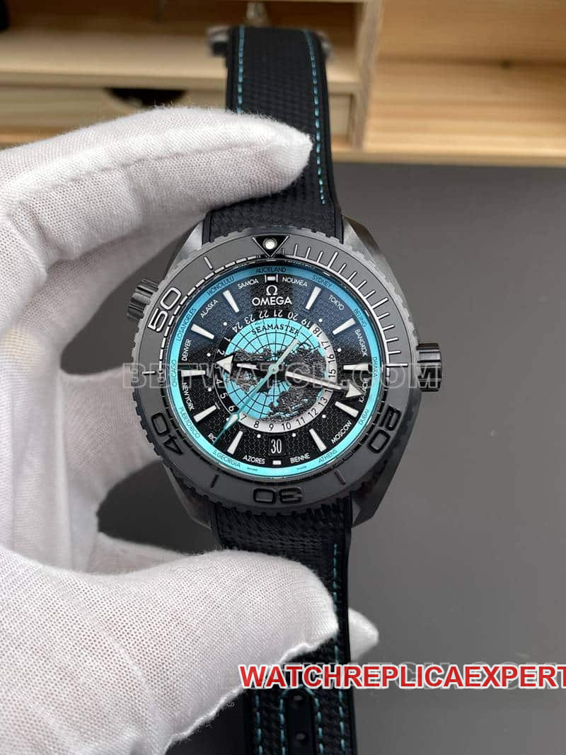 VS Factory Omega Seamaster 215.92.46 Réplica de reloj mecánico con esfera negra y hora mundial de 600 m