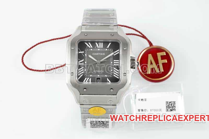 AF Factory WSSA0037 Cartier Santos 1:1 Top Replica Grey Dial Mechanical Watch