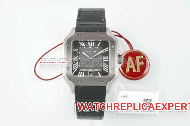 Cartier WSSA0037 AF Santos Grey Dial 1:1 Top-Tier Super Clone Mechanical Leather Strap